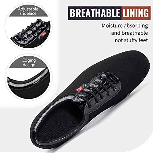 TINRYMX Latinos Zapatos de Baile Hombre de Baile Moderno de tacón bajo Salón de Baile para Tango Calzado de Danza para Hombre,Model-LHD401-Suela de Gamuza -Negro-2.5CM-42