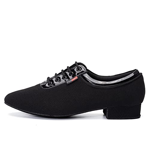 TINRYMX Latinos Zapatos de Baile Hombre de Baile Moderno de tacón bajo Salón de Baile para Tango Calzado de Danza para Hombre,Model-LHD401-Suela de Gamuza -Negro-2.5CM-42