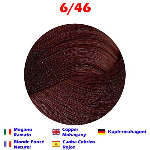 Tinte de Pelo Profesional Caoba Cobrizo Rojos Caoba con Amoníaco 6/46 Permanente 100ml Made in Italy