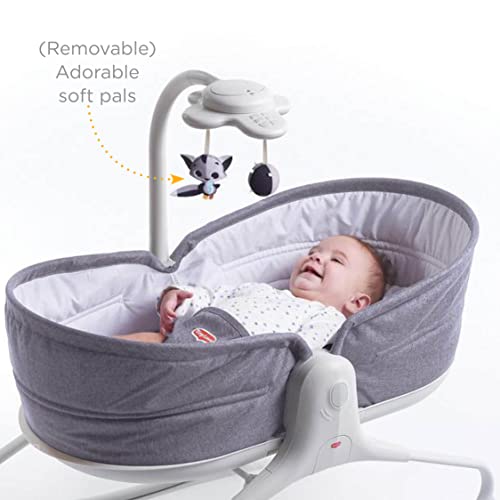 Tiny Love Rocker Napper Balancin para bebès, hamaca con Vibraciones relajantes, música y luces calmante, color Gris