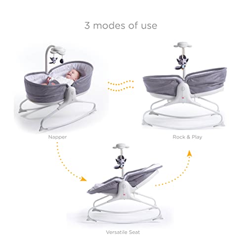 Tiny Love Rocker Napper Balancin para bebès, hamaca con Vibraciones relajantes, música y luces calmante, color Gris