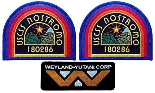 Titan One Europe - USCSS Nostromo Weyland Yutani Corp Alien Movie Collector Uniform Cosplay Patch Set Conjunto 3 Parches Bordados Termoadhesivos