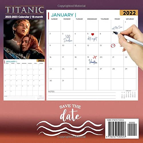 Titanic 2022 Calendar: OFFICIAL Titanic calendar 2022 Weekly & Monthly Planner with Notes Section for Alls Titanic Fans!-24 months - Movie tv series films calendar