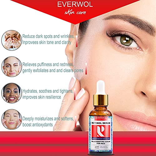 Título: EVERWOL- sérum facial/ácido hialurónico y retinol dosificado al 3% /sérum antiojeras/vitamina c/crema hidratante antiarrugas para la cara/Aloe vera / 30ml.