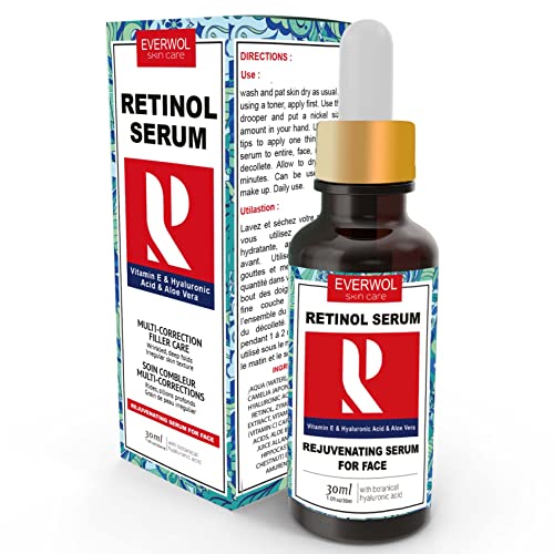 Título: EVERWOL- sérum facial/ácido hialurónico y retinol dosificado al 3% /sérum antiojeras/vitamina c/crema hidratante antiarrugas para la cara/Aloe vera / 30ml.