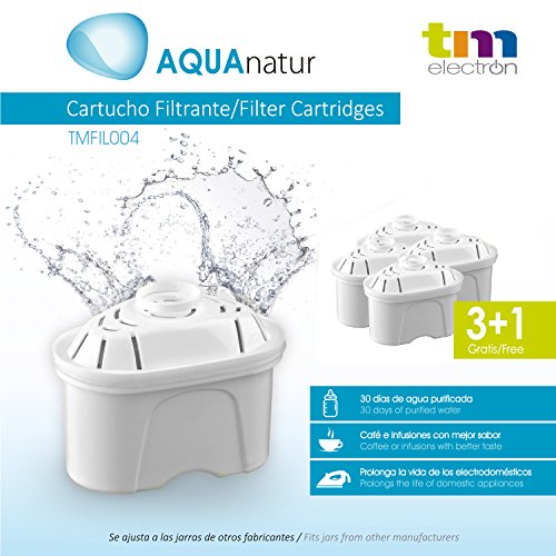 TM Electron Pack de 4 a 8 Meses de Filtros de Agua Compatibles con Las Jarras Maxtra, Blanco, 4 Unidad (Paquete de 4), 4