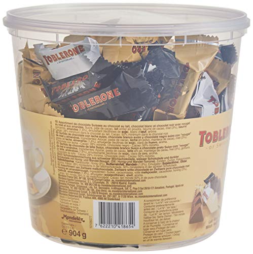 Toblerone - Surtido de Chocolate Suizo Toblerone, Mix de Sabor Chocolate con Leche, Blanco y Negro, Chocolatinas Mini Individuales - Caja de 904 g