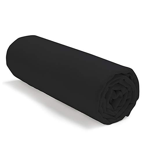 TODAY Sábana Ajustable-160x200 cm Jersey-Color, 100% algodón, Negro