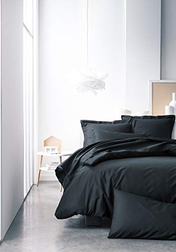 TODAY Sábana Ajustable-160x200 cm Jersey-Color, 100% algodón, Negro