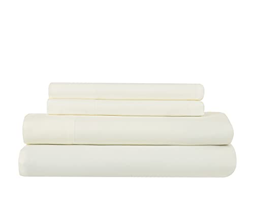 Todocama – Juego de Sábanas de 4 Piezas – Sábana Bajera Ajustable – Encimera - Dos Fundas de Almohada de 50x80cm. (Cama 90 - 90x190/200 cm, Beige)