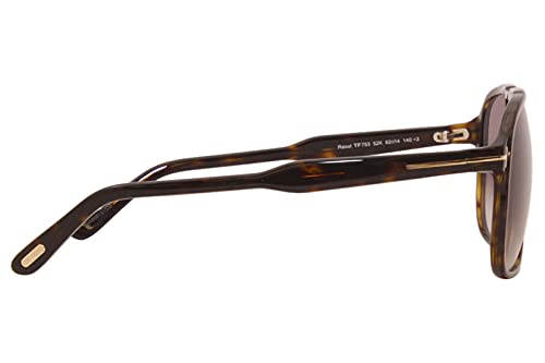 Tom Ford FT0753 52K Dark Havana FT0753 Pilot Sunglasses Lens Category 3 Size 62