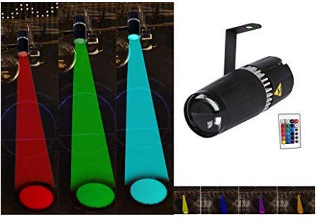 Tom Led 9 W RGB 3-in-1 Pinspot.  Luz con Gobo y Haz. Luces de Escena con Mando a Distancia.