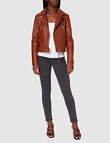 TOM TAILOR Denim 1024948 Bikerstyle Chaqueta de Piel sintética, 26680-Marrón ámbar, L para Mujer