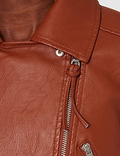 TOM TAILOR Denim 1024948 Bikerstyle Chaqueta de Piel sintética, 26680-Marrón ámbar, L para Mujer