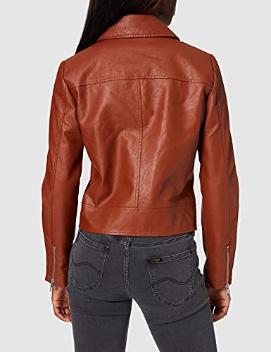 TOM TAILOR Denim 1024948 Bikerstyle Chaqueta de Piel sintética, 26680-Marrón ámbar, L para Mujer