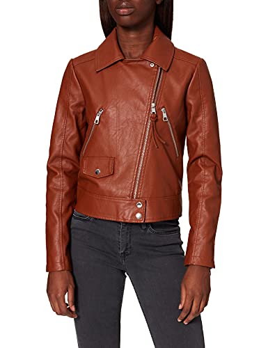 TOM TAILOR Denim 1024948 Bikerstyle Chaqueta de Piel sintética, 26680-Marrón ámbar, L para Mujer