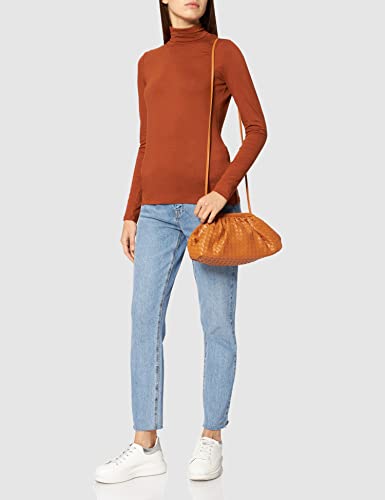 TOM TAILOR Denim 1027238 Camiseta de Manga Larga con Cuello Alto, 26680-Marrón ámbar, L para Mujer