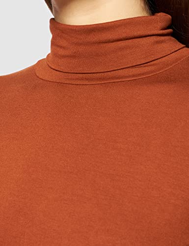 TOM TAILOR Denim 1027238 Camiseta de Manga Larga con Cuello Alto, 26680-Marrón ámbar, L para Mujer