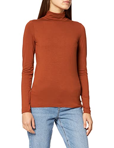 TOM TAILOR Denim 1027238 Camiseta de Manga Larga con Cuello Alto, 26680-Marrón ámbar, L para Mujer