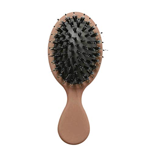 Tomedeks Cepillo De Pelo Pequeño De Cerdas De Jabalí, Muy Adecuado Para Cabello Grueso Enredado, Peine De Masaje Húmedo Y Seco, Muy Adecuado Para Viajar Y Fácil De Llevar (brown)