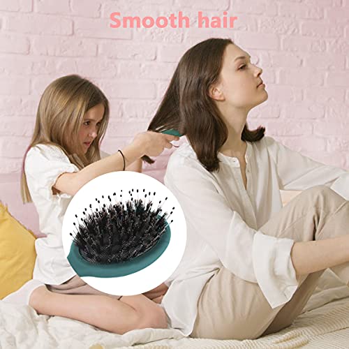 Tomedeks Cepillo De Pelo Pequeño De Cerdas De Jabalí, Muy Adecuado Para Cabello Grueso Enredado, Peine De Masaje Húmedo Y Seco, Muy Adecuado Para Viajar Y Fácil De Llevar (brown)