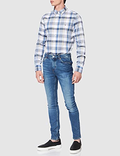 Tommy Hilfiger Camisa Delgada de Cuadros múltiples, Sand Trap/Desert Sky/Multi, S para Hombre