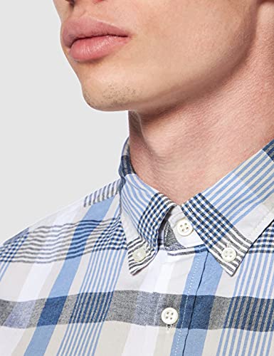 Tommy Hilfiger Camisa Delgada de Cuadros múltiples, Sand Trap/Desert Sky/Multi, S para Hombre