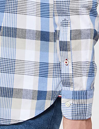 Tommy Hilfiger Camisa Delgada de Cuadros múltiples, Sand Trap/Desert Sky/Multi, S para Hombre