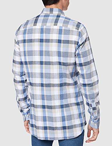Tommy Hilfiger Camisa Delgada de Cuadros múltiples, Sand Trap/Desert Sky/Multi, S para Hombre