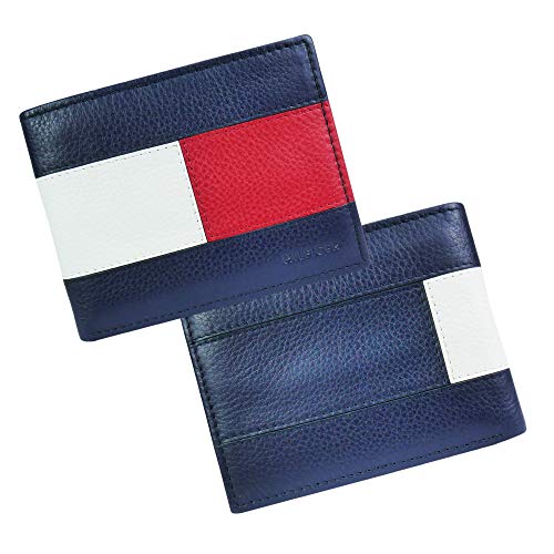 Tommy Hilfiger Cartera Plegable RFID de un Solo Pliegue Accesorio de Viaje-Billetera, Rojo, Blanco, Azul, Taille Unique para Hombre