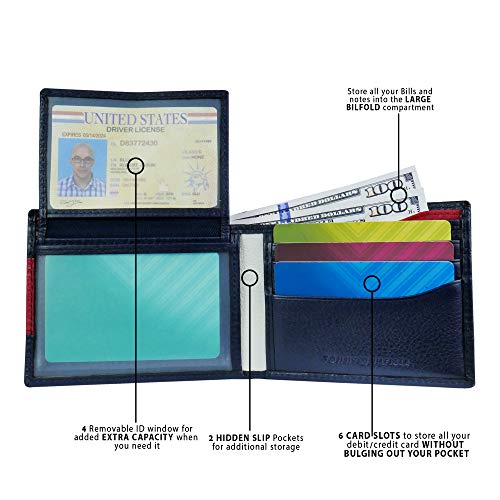Tommy Hilfiger Cartera Plegable RFID de un Solo Pliegue Accesorio de Viaje-Billetera, Rojo, Blanco, Azul, Taille Unique para Hombre