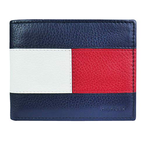 Tommy Hilfiger Cartera Plegable RFID de un Solo Pliegue Accesorio de Viaje-Billetera, Rojo, Blanco, Azul, Taille Unique para Hombre