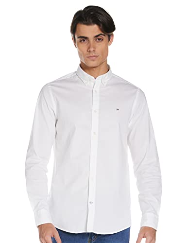 Tommy Hilfiger Core Stretch Slim Poplin Shirt Camisa, Blanco (Bright White 100), X-Large para Hombre