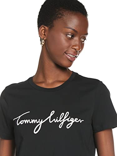 Tommy Hilfiger Heritage Crew Neck Graphic tee Camiseta, Schwarz (Masters Black 017), Medium para Mujer