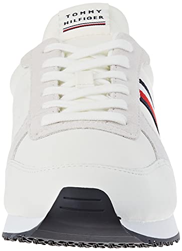 Tommy Hilfiger Runner LO Leather, Zapatillas Hombre, Ecru, 43 1/3 EU