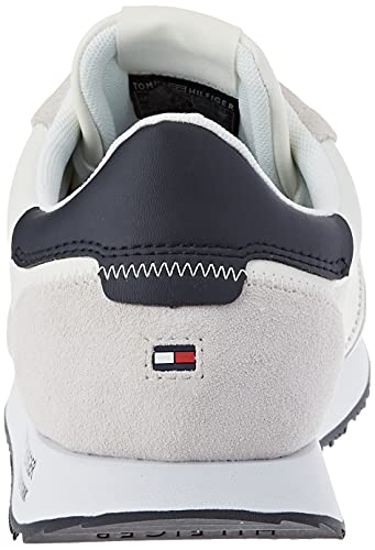 Tommy Hilfiger Runner LO Leather, Zapatillas Hombre, Ecru, 43 1/3 EU