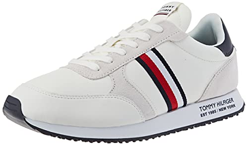 Tommy Hilfiger Runner LO Leather, Zapatillas Hombre, Ecru, 43 1/3 EU