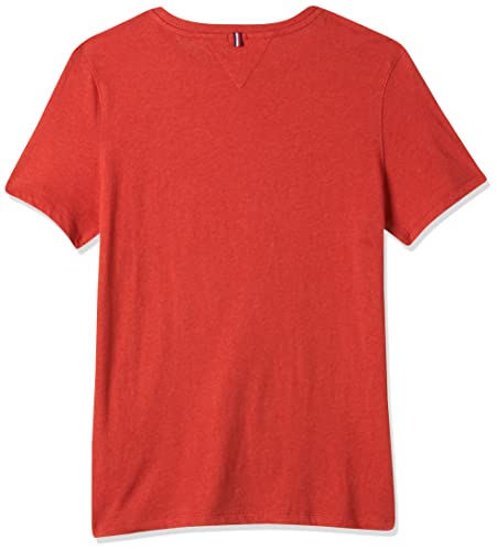 Tommy Hilfiger T Camiseta Básica de Manga Corta, Rojo (Apple Red Heather), 164 (Talla del Fabricante: 14-15) para Niños