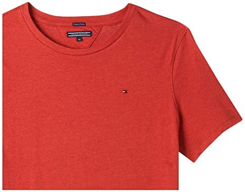 Tommy Hilfiger T Camiseta Básica de Manga Corta, Rojo (Apple Red Heather), 164 (Talla del Fabricante: 14-15) para Niños