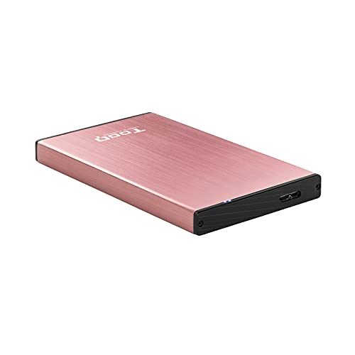 Tooq TQE-2527P - Carcasa para Discos Duros HDD de 2.5", (SATA I/II/III de hasta 9.5 mm de Alto, USB 3.0), Aluminio, Indicador LED, Color Rosa Velvet, 50 grs