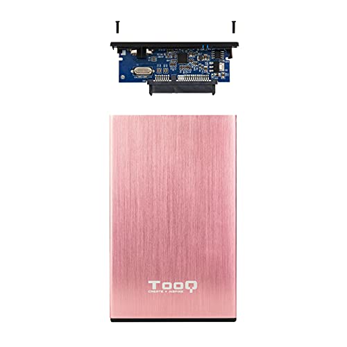 Tooq TQE-2527P - Carcasa para Discos Duros HDD de 2.5", (SATA I/II/III de hasta 9.5 mm de Alto, USB 3.0), Aluminio, Indicador LED, Color Rosa Velvet, 50 grs