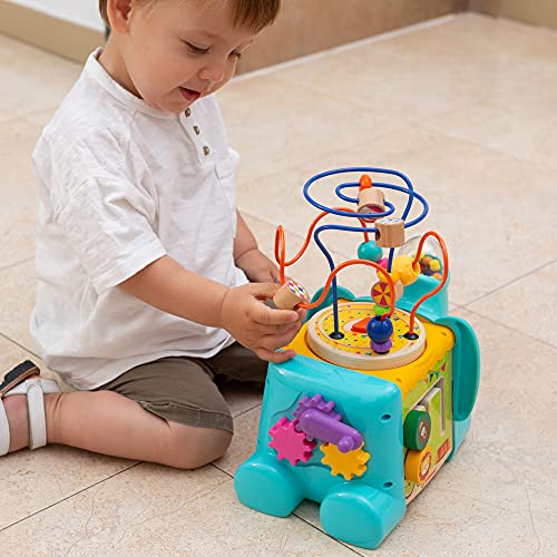TOP BRIGHT Elefante Centro de Actividades - Cubo Interactivo de 5 Lados para Bebés de 1 año - Mesa de Actividades para Niños y Niñas - Juguete Didáctico para Desarrollo Habilidades Motoras
