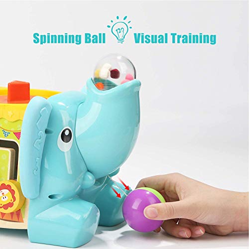 TOP BRIGHT Elefante Centro de Actividades - Cubo Interactivo de 5 Lados para Bebés de 1 año - Mesa de Actividades para Niños y Niñas - Juguete Didáctico para Desarrollo Habilidades Motoras