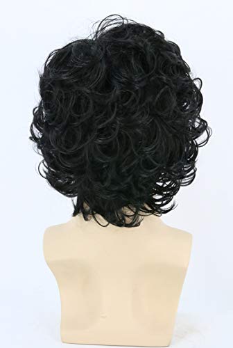 Topcosplay Corta Peluca Negra para Hombre Natural Peluca Rizada Suelta para Uso Diario o Disfraz de Halloween Carnaval