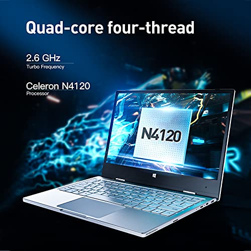 TOPOSH Laptop Windows 10,Tableta 2 en 1 11.6 Pulgadas,Computadora Abatible de 360 Grados,8GB RAM 256GB SSD Celeron N4120 Quad Core WiFi,Bolígrafo para Escritura Mano con Teclado QWERTY US-Plateado