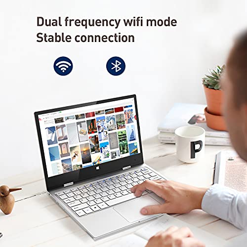 TOPOSH Laptop Windows 10,Tableta 2 en 1 11.6 Pulgadas,Computadora Abatible de 360 Grados,8GB RAM 256GB SSD Celeron N4120 Quad Core WiFi,Bolígrafo para Escritura Mano con Teclado QWERTY US-Plateado