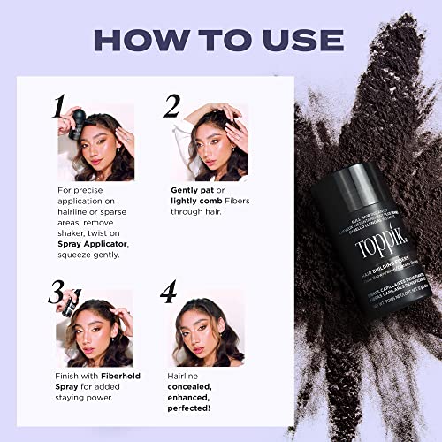 Toppik Fibras Capilares Castaño Oscuro, Fibras de Queratina para Crear más Densidad en el Cabello de Forma Inmediata, 27,5 g