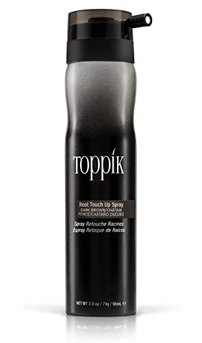 Toppik Spray Retoca Raíces Castaño Oscuro, Cubre de Forma Instantánea las Raíces y las Canas sin Apelmazar el Cabello, 98 ml