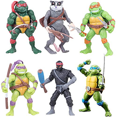 Tortugas Ninja Mutantes Adolescentes, 6Pcs Mini Juego De Figuras Decoración Mutant Turtle Caricatura Cake Topper Para Baby Shower Fiesta De Cumpleaños Suministros Para Adorno De Torta