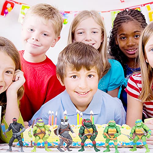 Tortugas Ninja Mutantes Adolescentes, 6Pcs Mini Juego De Figuras Decoración Mutant Turtle Caricatura Cake Topper Para Baby Shower Fiesta De Cumpleaños Suministros Para Adorno De Torta